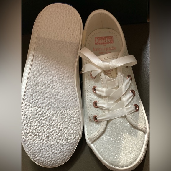 Keds x Kate Spade Kickstart Script Glitter Sneaker in Ivory - Picture 3 of 7